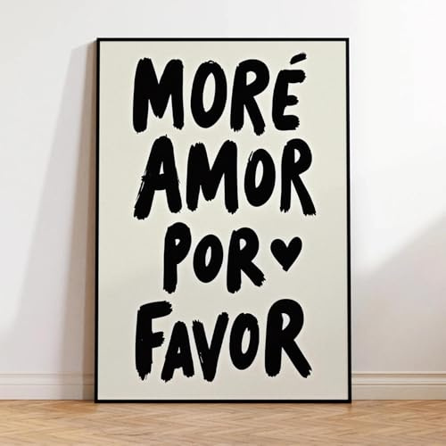 Baibexing Minimalistischen Romantische Schwarz Mehr Amor Por Favor Zitate Wand Kunstdrucke Leinwand Malerei Poster Bild Für Wohnzimmer Wohnkultur 30X40Cm Kein Rahmen