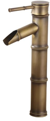 TYMYW Robinet Lavabo Cascade Mitigeur Haut Salle de Bain pour Vasque À Poser Poignée Unique Trou Unique En Laiton Rétro