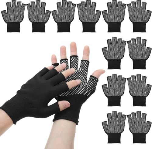 DOPENSPI 6 Pack Half-Finger Workout Gloves, Lightweight Half-Finger Slip Breathable Fingerless Work Glove Compression Gloves for Cycling Sports Motorcycle Fishing(Black)