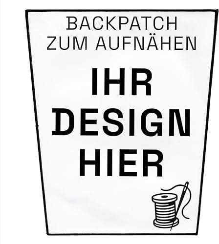Groß Individuell Aufnäher 16.5cm bis 36cm | Personalisiert Jacke Rückenpatch mit Wunschmotiv, Bild, Logo | Selbst gestalten Rückenaufnäher für Kleidung | Custom Sew On Back Patch (32cm x 36cm Trapez)