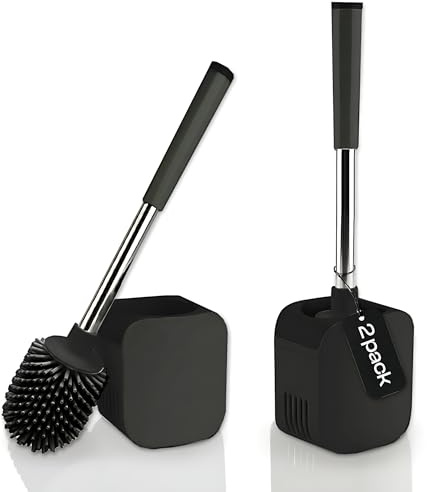 Freestanding Toilet Brush and Holder Set | Pack of 2 | | Durable & Hygienic Toilet Cleaning Accessory
