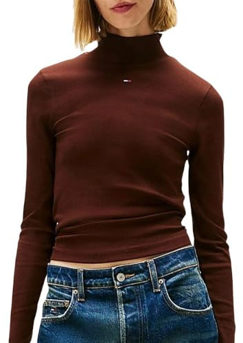Tommy Hilfiger Tjw Essential Mock T-Shirt, Braun, für Damen, braun, X-Large