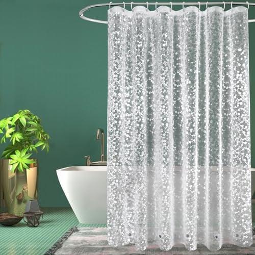 EurCross Pebble Shower Curtain Anti Mould and Mildew Resistant with 5 Bottom Magnets, Extra Long Bathroom Shower Curtain 200cm Drop - cobblestone - 1.8 x 2m/72''W x 78''L