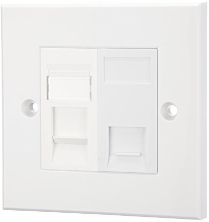 Computer Spares Telephone & Cat5e RJ45 Faceplate/Wall Outlet – For Use With RJ45 Ethernet Network Cable & BS6312 BT Telephone Plug – Ideal for ADSL Router in Comms Room