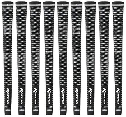 Karma Velour Black Standard Ribbed Reminder Golf Grips (9 Pack)