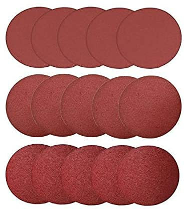 Sanding Discs Self-Adhesive Sandpaper Pack of 15 Diameter 125 mm 5x K80 + 5x K150 + 5x K240 + Storage Film
