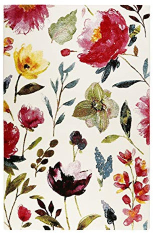 Wecon Home Walkman I Moderner Kurzflor Teppich - Läufer für Wohnzimmer, Flur, Schlafzimmer I Summer Breeze I WH-22431-060 I Weiß Multicolor I (120 x 170 cm)