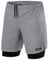 TCA Ultra Sporthose Herren kurz 2 in 1 mit Tasche - Kurze Sport Shorts Trainingshose mit Taschen - Laufhose mit Kompressions Innenhose und Reißverschluss Handytasche - Hellgrau, XXL