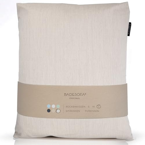 BADESOFA® Badewannen-Kissen L | Premium-Qualität | Bequemes Wannen-Kissen | Schnelltrocknend | Made in EU | Badewanne-Kissen waschbar | Bade-Kissen Perlmutt | Zubehör für breite, hohe Badewannen