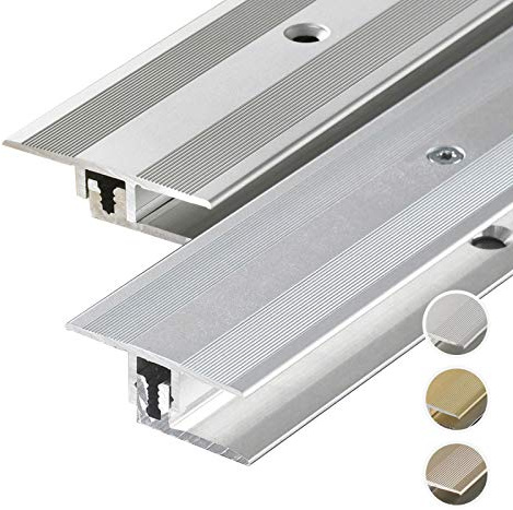 HORI® Bodenprofil Übergangsprofil I Aluminium-Bodenleiste in Silber, Champagne und Edelstahl I passend für Vinyl, Laminat, Parkett I Übergangsprofil Bodenbelagstärke: 4-9 mm I Alu Champagne Alu