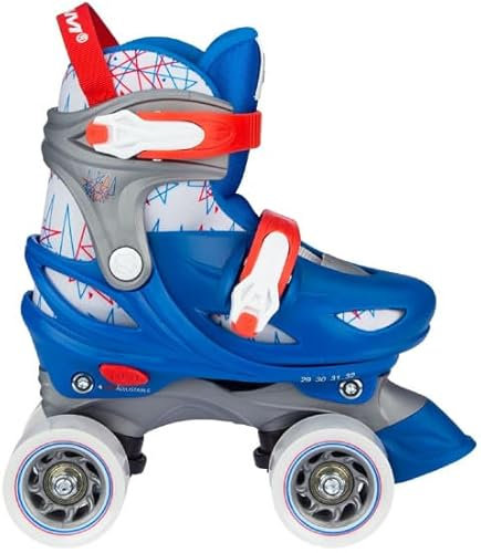 Nijdam Roller Skates Adjustable - Geo Metricker - Blue/Red/White/Silver Grey - 33-36