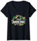 Jurassic Park Floral Tropical Fossil Logo Maglietta con Collo a V