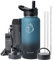 Gourde Isotherme avec Paille, BUZIO Bouteille Isotherme 1l Bouche Gourde Sport Étanche Bouteille d'eau sans BPA Isolation sous Vide en Acier Inoxydable à Double Paroi, Noir Indigo