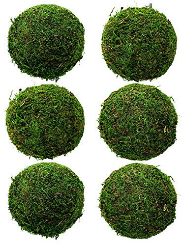 Natürliche grüne Moos-Dekokugel 8,9 cm 6 Stück, hängende Kugeln mit handgefertigten, hängenden Kugeln Vase Schüssel Füller, Weihnachtsbaum Garten Hochzeiten Home Party Dekor