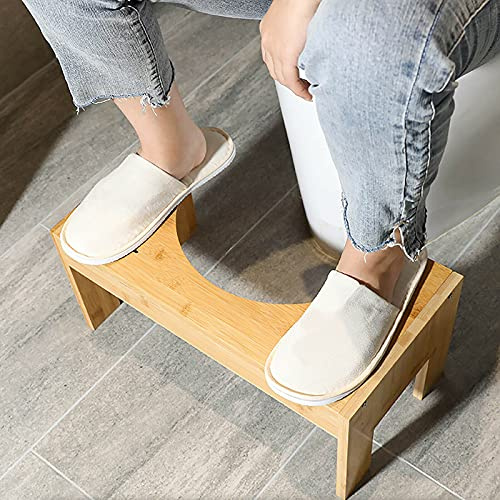 Tabouret de toilette en bois - Repose-pieds avec hauteur réglable - En bambou - Antidérapant - Pour la prévention de la constipation des hémorroïdes