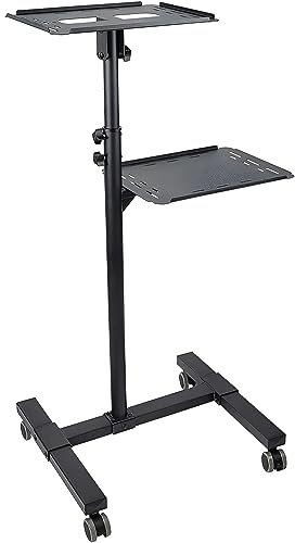 Allcam PTS08 Mobile Projector Stand/ Height Adjustable Projector Trolley with Laptop Shelf