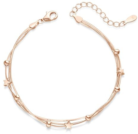 Materia Damen Armband Kugeln Sterne Silber 925 rosegold vergoldet SA-149