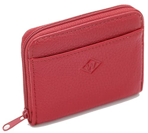 Van Der Rich ® - Mini Porte Monnaie en Cuir avec Porte-clés - Femme (Rouge)