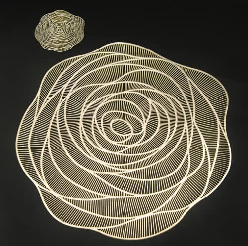 Tovagliette Rotonde Dorate, 6 Pacchi Decorative in PVC Vuote Lavabili (Oro)