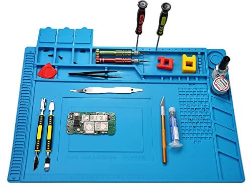 Premium Heat Resistant 932°F Silicone Soldering Mat, Large Anti Static Magnetic Electronic Repair Work Mat for BGA and Gun Soldering Iron, Workbench, Cell Phone Laptop Repair, 17.7'' *11.8 ''