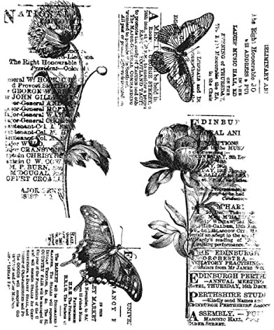 OTCRAFT Alte Zeitung Vintage Blumen Schmetterlinge Stempel Transparent Stempel Kartenherstellung für DIY Scrapbooking Papier Basteln Kunstbedarf Handgefertigt