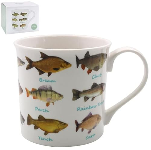 lesser and pavey Ceramic Mug | Fish Species Design | 1 Pc, White