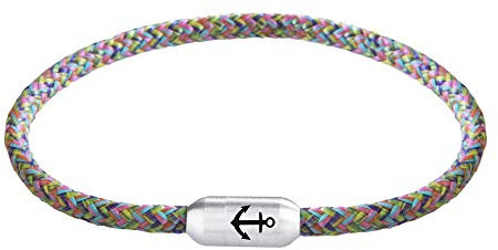 Paris Montana Bracciale sottile in filigrana originale con ancora, in corda nautica, unisex, intrecciato, con incisione a mano, chiusura magnetica di alta qualità, diametro 4 mm, 19 cm - 24 cm,