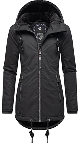 Ragwear Damen warme Winterjacke kurz wasserdicht mit Kapuze Zuzka Winter Black22 Gr. M