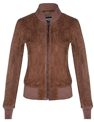 Ladies Goat Suede Bomber Genuine Leather MA-1 Varsity Retro Jacket