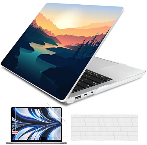 Batianda Case for 12.4 Microsoft Surface Laptop Go 3 2023 Release/Surface Laptop Go 2 (2022), Designed Clear Protective Plastic Hardshell & Keyboard Cover & Screen Protector, Dawn