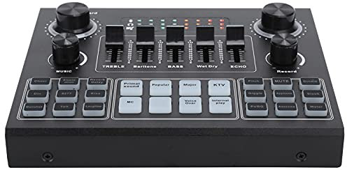 Carte Son, Piste Sonore Stéréo Externe Treble Bass Reverb Mixer Mixeur de Sons électroniques USB pour L'enregistrement en Direct de la Parole de karaoké