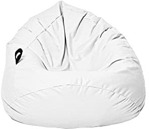 MILLINDABAG Kastanie Tropfenform Sitzsack für Kinder Jugendliche und Erwachsene Beanbag Kissen Indoor & Outdoor Gaminggeignet bereits gefüllt Sitzkissen Bodenkissen (Weiß, XXL-Durchmesser 88 cm)