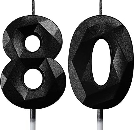 Geburtstagskerzen Zahlen Kerze 80 Tortendeko 80. Geburtstag Mann Frau Kerzen Geburtstag Schwarz Zahlen Geburtstagskerzen für Torte