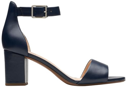 Clarks Women's Deva Mae Pump, Navy Leather, 4.5 UK
