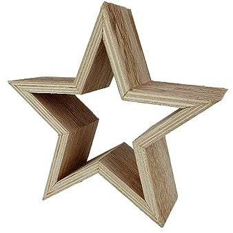 Sesua Deko Holzstern 17cm Natur Weihnachtsstern Fensterdeko Tischdeko