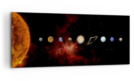 ARTTOR Bilder auf Leinwand 120x50cm Wandbild Fantasy Weltraum - 5377 | Solar System Planeten Panorama Groß Wanddekoration Wohnzimmer Schlafzimmer Wanddeko Wand Kunstdruck Wandkunst ARTTOR