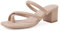Shoe'N Tale Niedrige Absätze für Damen, Blockabsatz, Zehenring, Sandalen, quadratischer Zehenbereich, Schlupfschuhe, Khaki, 43 EU