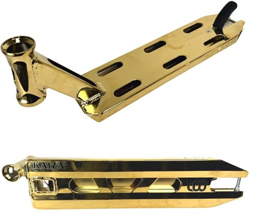 Longway Scooters Longway Kaiza V3 Stunt-Scooter Park Deck 480mm 1080g leicht + Fantic26 Sticker (Gold)