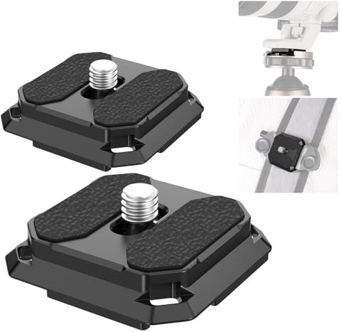 NEEWER 2er Pack Schnellwechselplatte 38mm quadratisch Arca Typ QR Kameramontageplatte kompatibel mit Peak Design Capture V3 Kamera Clip, Stativkopf zu Schultergurt mit 4 Sicherheitsstiften, QPR-5