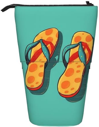 Flip-Flop Stehendes Federmäppchen, niedliche Stifttasche, Teleskop-Schreibwaren-Tasche, Make-up-Kosmetiktasche für Damen, Büro
