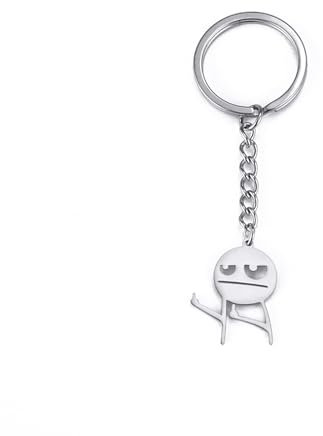 Dreamtimes Skelett Smiley kleiner Mann Zeichensprache Schlüsselanhänger Finger Medium Stickman Schlüsselanhänger Scornful kleiner Mann Schlüsselanhänger (Silber)