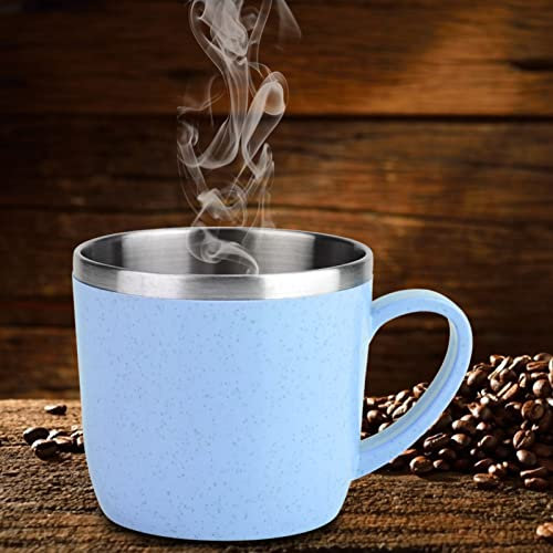 Eujgoov Coffee Cup,Stainless Steel Stainless Steel Coffee Cup, Stainless Steel Mug Stainless Steel Coffee Cup, Stainless Steel Mug Wheat Straw Cup Insulation Coffee Mug Thermal Flasks