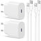 2Pack iPhone Schnellladegerät mit Ladekabel Original, USB C Power Adapter Type C Ladestecker Netzteil mit Lightning Kabel für iPhone 14/13/12/11/iPad/XS/SE/Pro Max/Mini