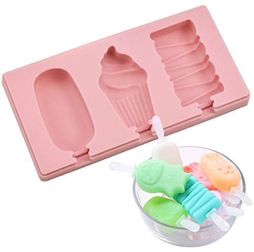 Eis am Stiel Formen, Eisformen Silikon mit Deckel und 3 Eisstiele, Cakesicles Silikonform, BPA Frei Eisformen Eis am Stiel,Für Selbstgemachte Eislutscher, Eiscreme, Kuchen, Dessert