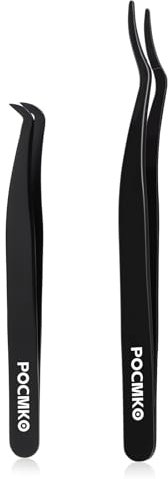 POCMKO Set di applicatori per ciglia fai da te, 2 pinzette, strumento per ciglia dorate, applicatore preciso per extension ciglia fai da te (nero)