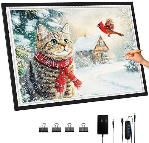DONPODER A1 Tablette Lumineuse pour Diamant Malerie, Tablette Lumineuse Dessin Dimmable, Tablette Dessin Lumineuse pour Tracer et Peindre, Table Lumineuse pour Dessin, Tablette à Dessin Lumineuse