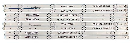 TVKSIPAR 8 Pièces/Ensemble Bande De Rétroéclairage LED for Téléviseur 49 Pouces Adapté for LG 49UH603V 49UH620V LC490DGE 6916L-2705A 6916L-2706A 6916L-2707A 6916L-2708A(1 Set)