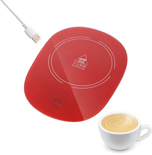 USB Chauffe-Boissons,Chauffe-Tasses USB,Chauffe Tasse de Café,Chauffe-Tasses USB,Chauffe Tasse Électrique,Chauffe Tasse Bureau,Chauffe-Boissons,Chauffe-café Intelligent,Chauffe-Boissons (Rouge)