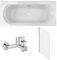 Jacob Delafon Pack Baignoire Droite 180 x 80 Elise + mitigeur Bain Douche chromé + Pare Bain chromé + vidage