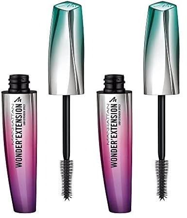 Manhattan Wonder'Extension Mascara, Fb. 001 Black, Wimperntusche mit sofortigem Wimpernverlängerungseffekt, 11 ml (Packung mit 2)